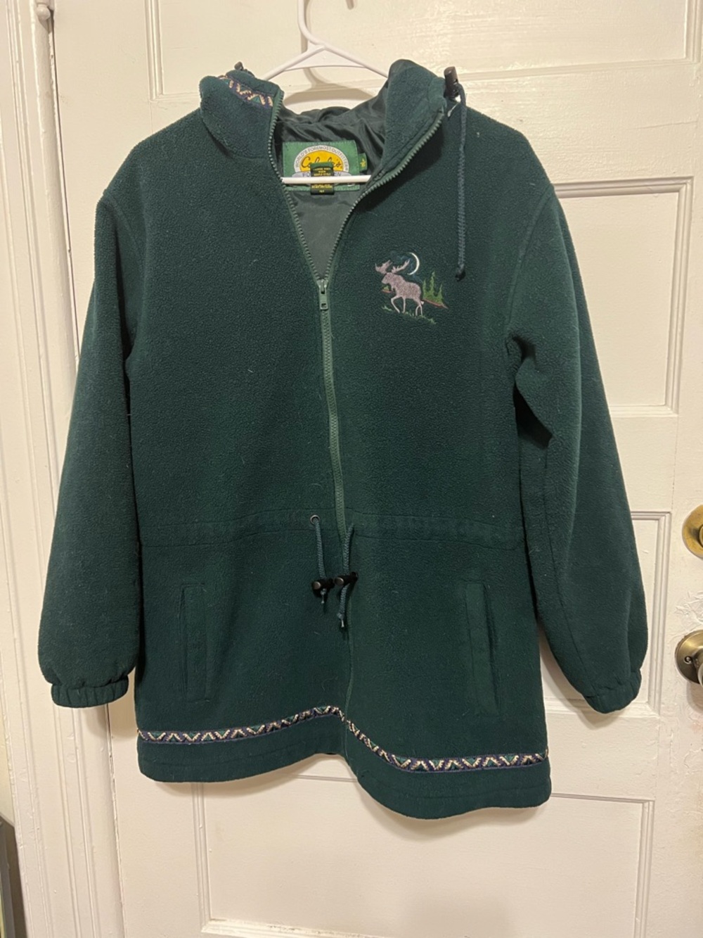 Vintage 90s Cabela's Forest Green Moose Fleece Parka Jacket  size m